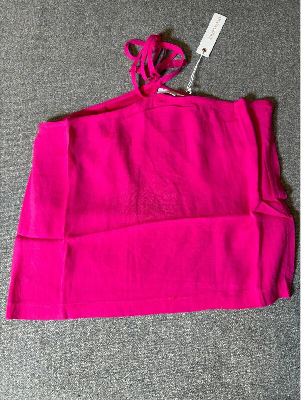 Olivaceous Hot Pink One Shoulder Halter Crop‎ Top NWT Size Large